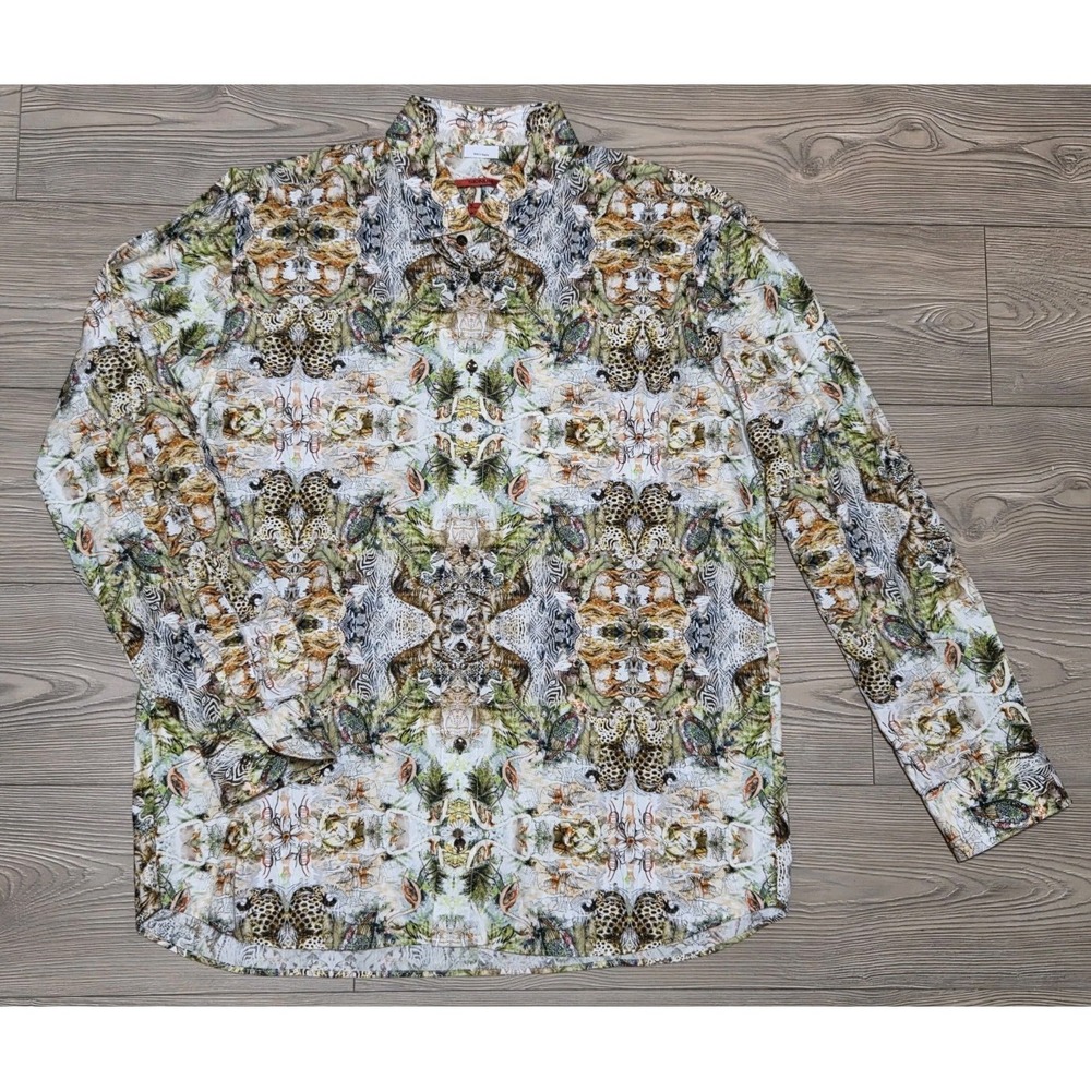 Signum Long Sleeve Button Up Shirt Mens XL Kaleidoscope Safari Zoo AOP All Over